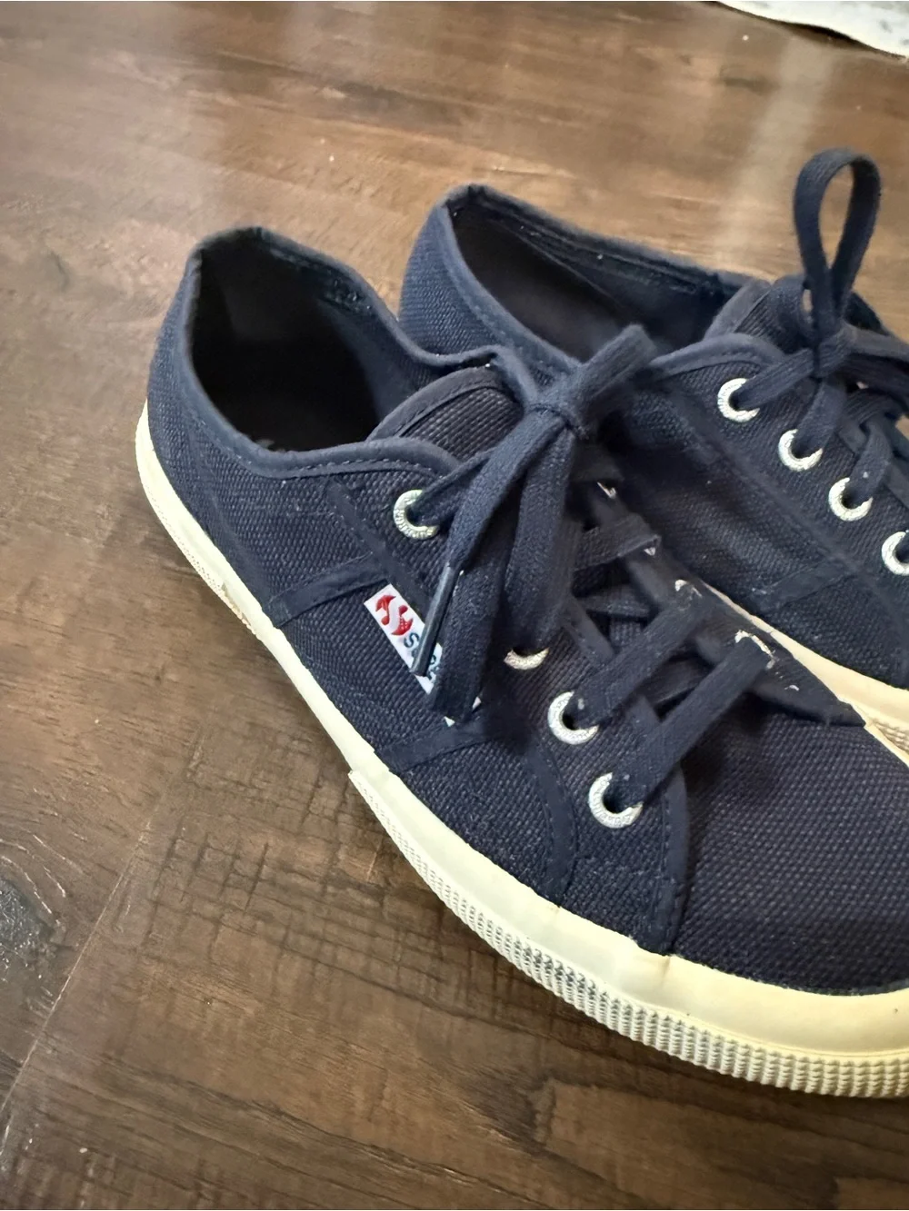 Superga Navy Blue Canvas Platform Sneakers